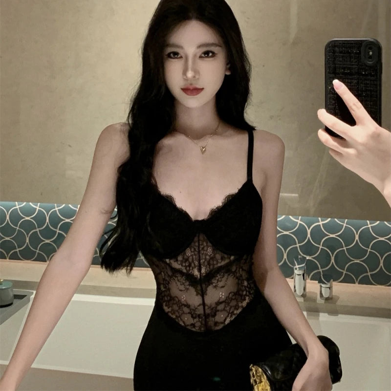 Barshaunna Turner Black Lace Slip Dress | After-Dark Detail